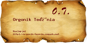 Orgonik Teónia névjegykártya